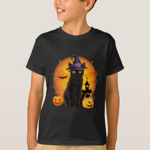 Vintage Scary Halloween Black Cat Costume Witch Ha T-Shirt