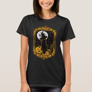 Vintage Scary Halloween Black Cat Costume Witch Ha T-Shirt