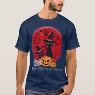 Vintage Scary Halloween Black Cat Funny Witch Fall T-Shirt