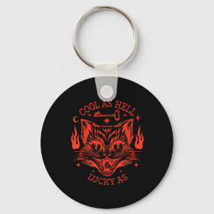Vintage Scary Halloween Black Cat T-Shirt1 Key Ring