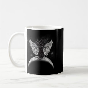 Vintage Scary Halloween Black Cat Witch Hat Moon Coffee Mug