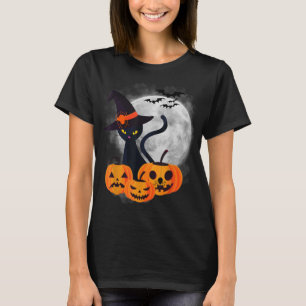 Vintage Scary Halloween Costume Black Cat Witch Ha T-Shirt