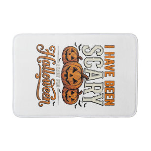Vintage Scary Halloween Pumpkin Shirt Design_1 Bath Mat