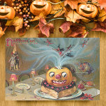 Vintage Scary Jack-O-Lantern w/Witches & Devils  Tissue Paper<br><div class="desc">Spooky and whimsical grinning vintage jack-o-lantern sitting on a table of festive desserts,  his head steaming with witches on broomsticks,  devils and black cats while terrified people look on.</div>