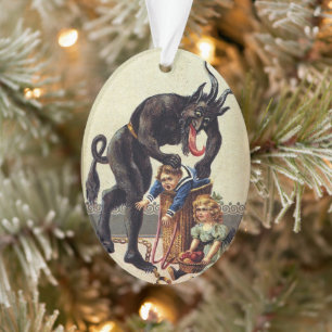 Vintage Scary Krampus and Children Ornament