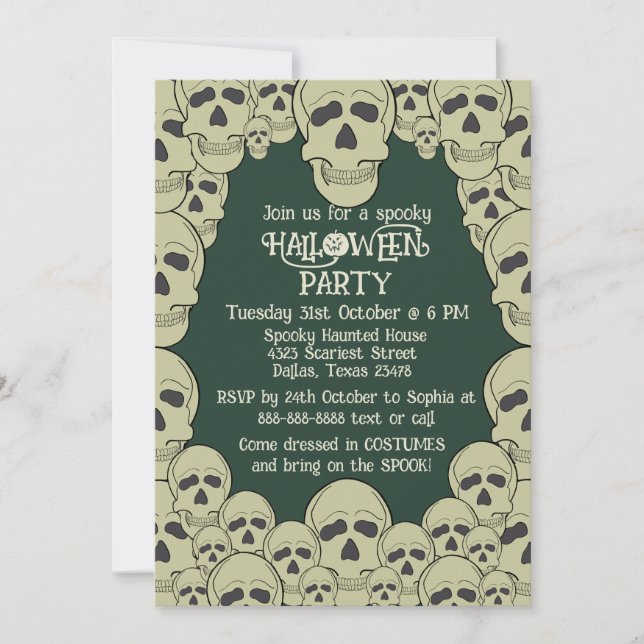 Vintage Scary Skull Halloween party Invitation (Front)