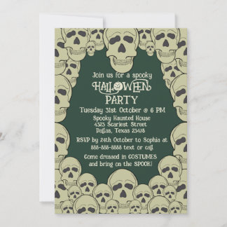 Vintage Scary Skull Halloween party Invitation