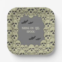 Vintage Scary Skull Halloween Party Paper Plate