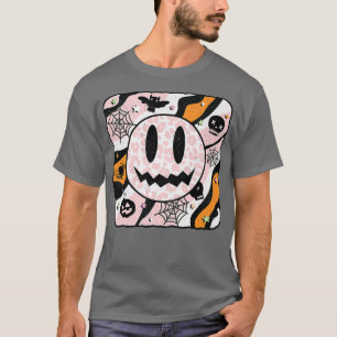 Vintage Scary Smile Face Spooky Vibes Funny Hallow T-Shirt