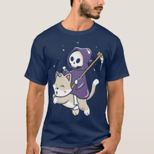 Vintage Scary Witch Riding Cat Costume Halloween H T-Shirt