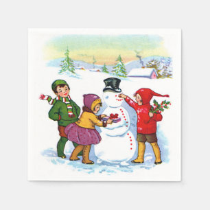 Vintage scene Christmas Holiday paper napkins