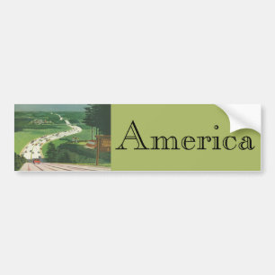 Vintage Scenic American Highways, Cars Road Trip Bumper Sticker