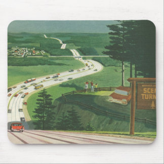 Vintage Scenic American Highways, Cars Road Trip Mouse Mat