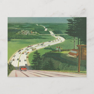 Vintage Scenic American Highways, Cars Road Trip Postcard