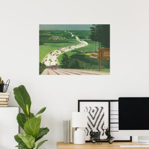 Vintage Scenic American Highways, Cars Road Trip Poster