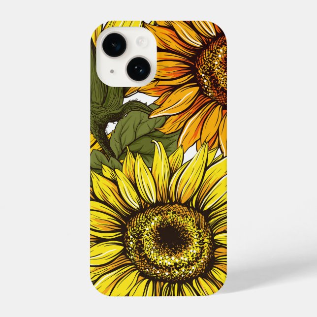 Vintage Scenic Sunflower iPhone 14, 15 Tough Case (Back)