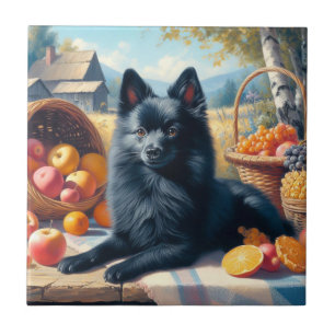 Vintage Schipperke Puppy Painting Tile