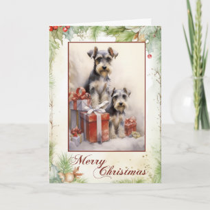 Vintage Schnauzer Christmas Holiday Card