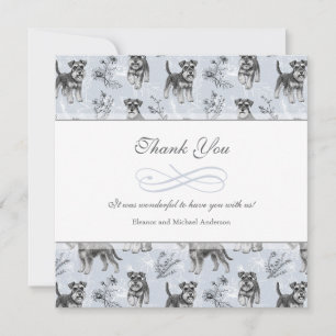 Vintage Schnauzer Lover Toile de Jouy Thank You Card