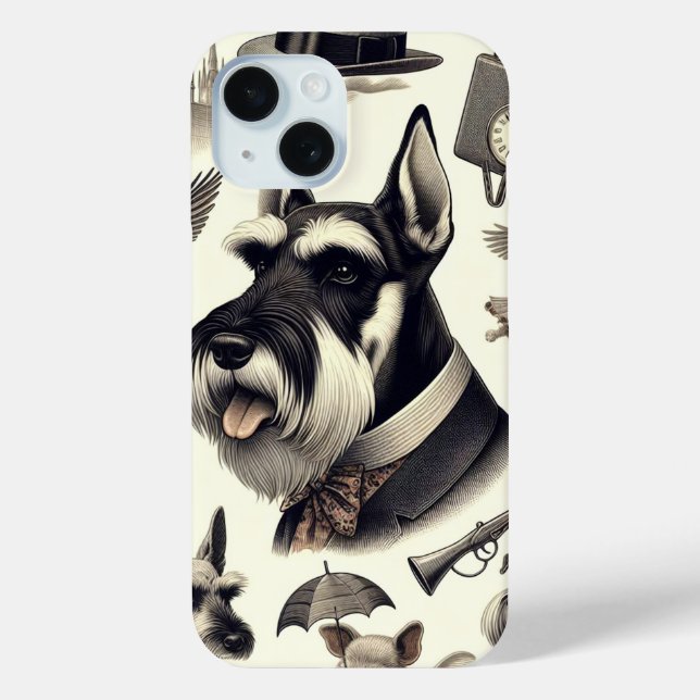 Vintage Schnauzer  Seamless Case-Mate iPhone Case (Back)