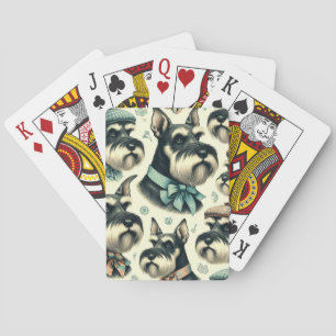 Vintage Schnauzer Seamless Illustration Playing Cards