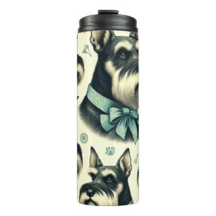 Vintage Schnauzer Seamless Illustration Thermal Tumbler