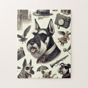 Vintage Schnauzer Seamless Jigsaw Puzzle