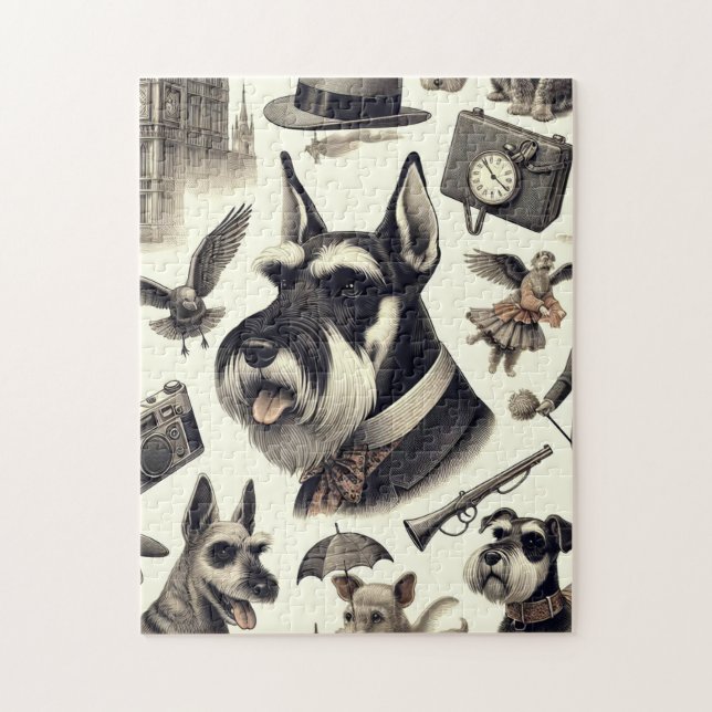 Vintage Schnauzer  Seamless Jigsaw Puzzle (Vertical)