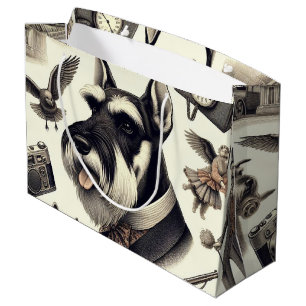Vintage Schnauzer  Seamless Large Gift Bag