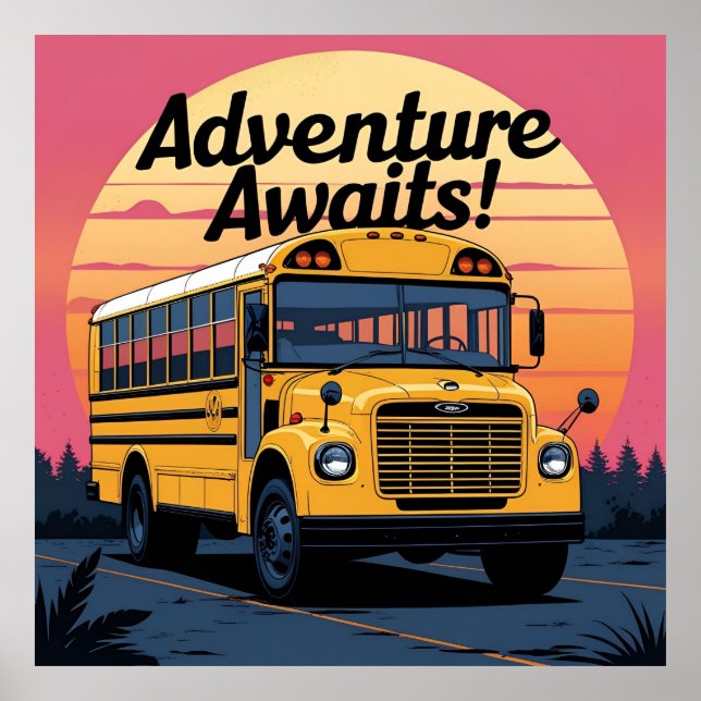 Vintage School Bus Design Poster (Front)