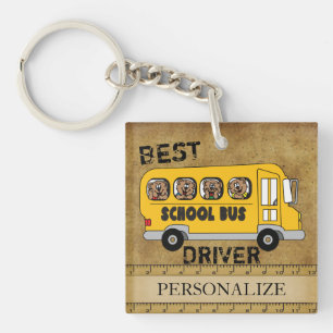 Vintage School Bus Driver Key Ring