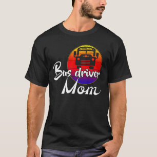 Vintage School Bus Driver Mum Retro Sunset Funny T-Shirt