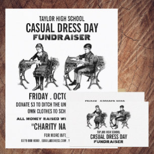 Vintage school, Casual Dress Day Fundraiser Advert Flyer