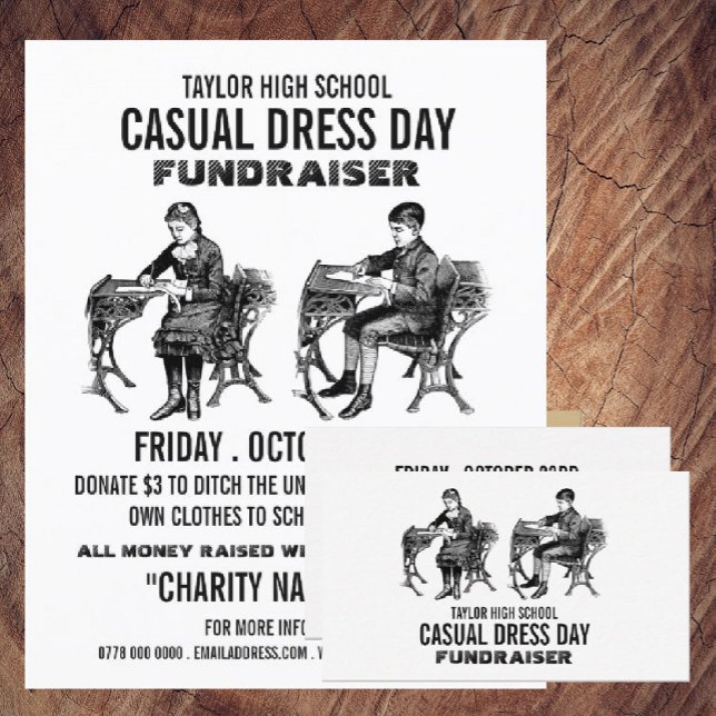 Vintage school, Casual Dress Day Fundraiser Advert Flyer (Creator Uploaded)