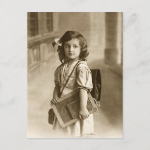Vintage school girl postcard