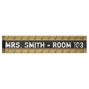 Vintage School Ruler   Teachers Nameplate