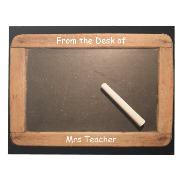 Vintage School Slate Personalised Teacher HNP Notepad (Front)