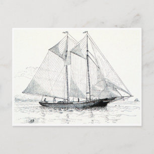 Vintage Schooner Sailboat Postcard