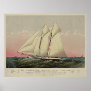 Vintage Schooner Yacht Illustration (1870) Poster