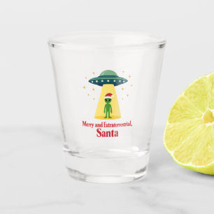 Vintage Sci Fi Alien Christmas UFO For Santa Fans Shot Glass