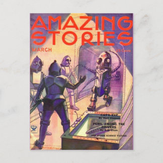Vintage Sci Fi  art Robots Postcard
