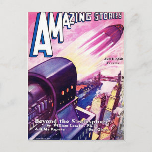 Vintage Sci Fi art Space Travel 1936 Postcard