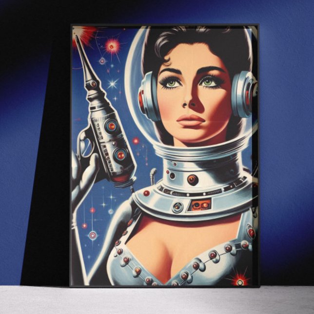 Vintage Sci-fi Astronaut Girl Poster (Creator Uploaded)
