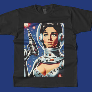 Vintage Sci-fi Astronaut Girl T-Shirt