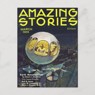 Vintage Sci Fi book cover art Space City Postcard
