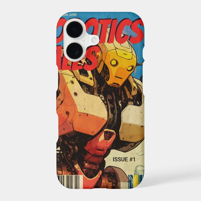 Vintage Sci-Fi Comic Book Yellow Robot Retro (Back)