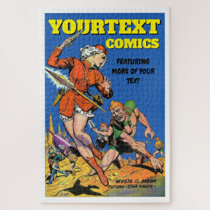 Vintage Sci-Fi Comics Cover Art Woman Template Jigsaw Puzzle
