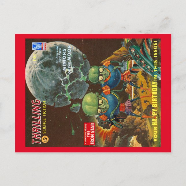 VINTAGE SCI-FI HAPPY BIRTHDAY MESSAGE POSTCARD (Front)