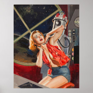 Vintage Sci-Fi- Illustration - Robot Captive Poster