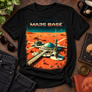Vintage Sci-Fi Mars Base Exploration T-Shirt